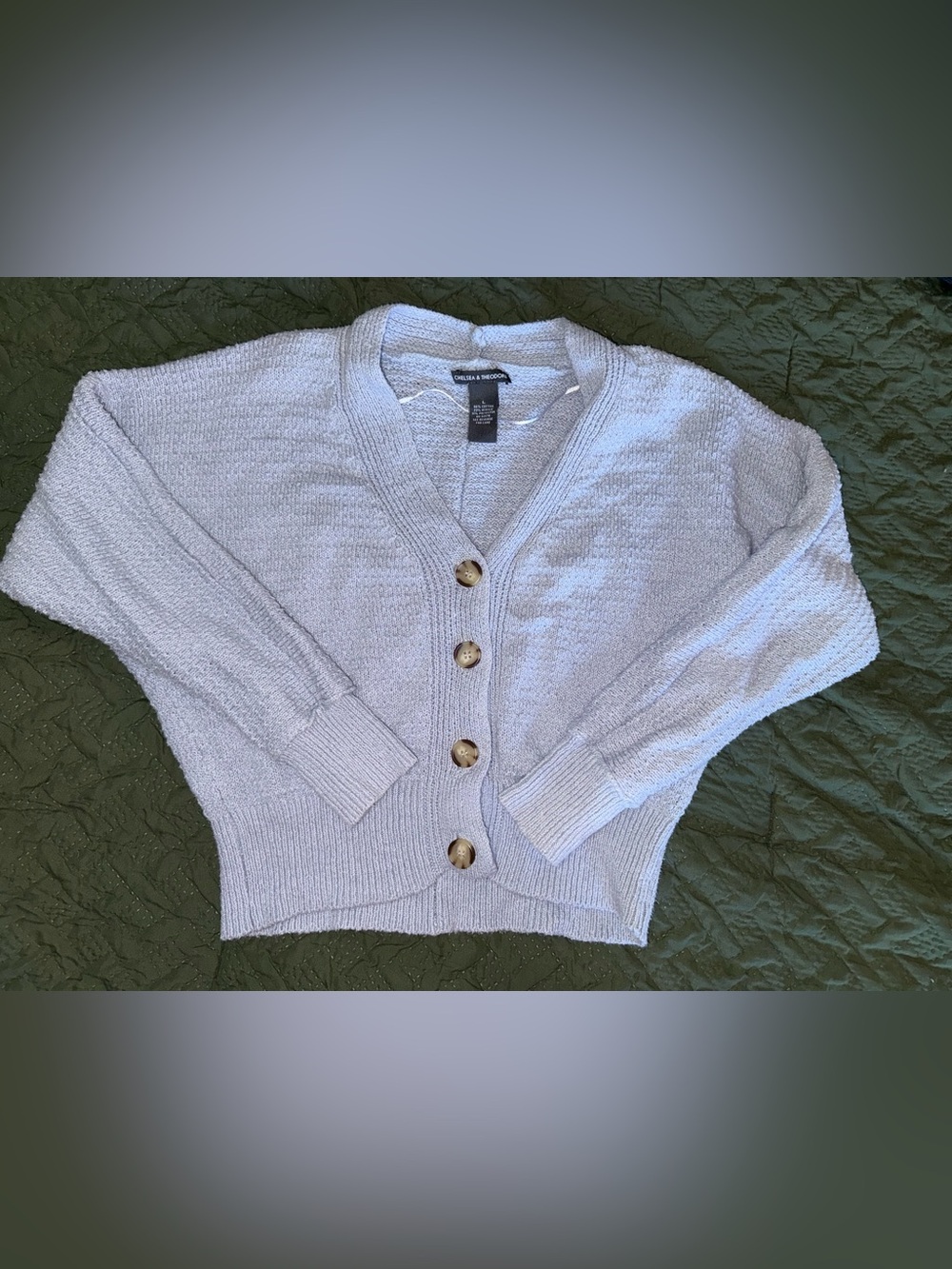Chelsea & Theodore Light Lavender Button-Front Knit Cardigan